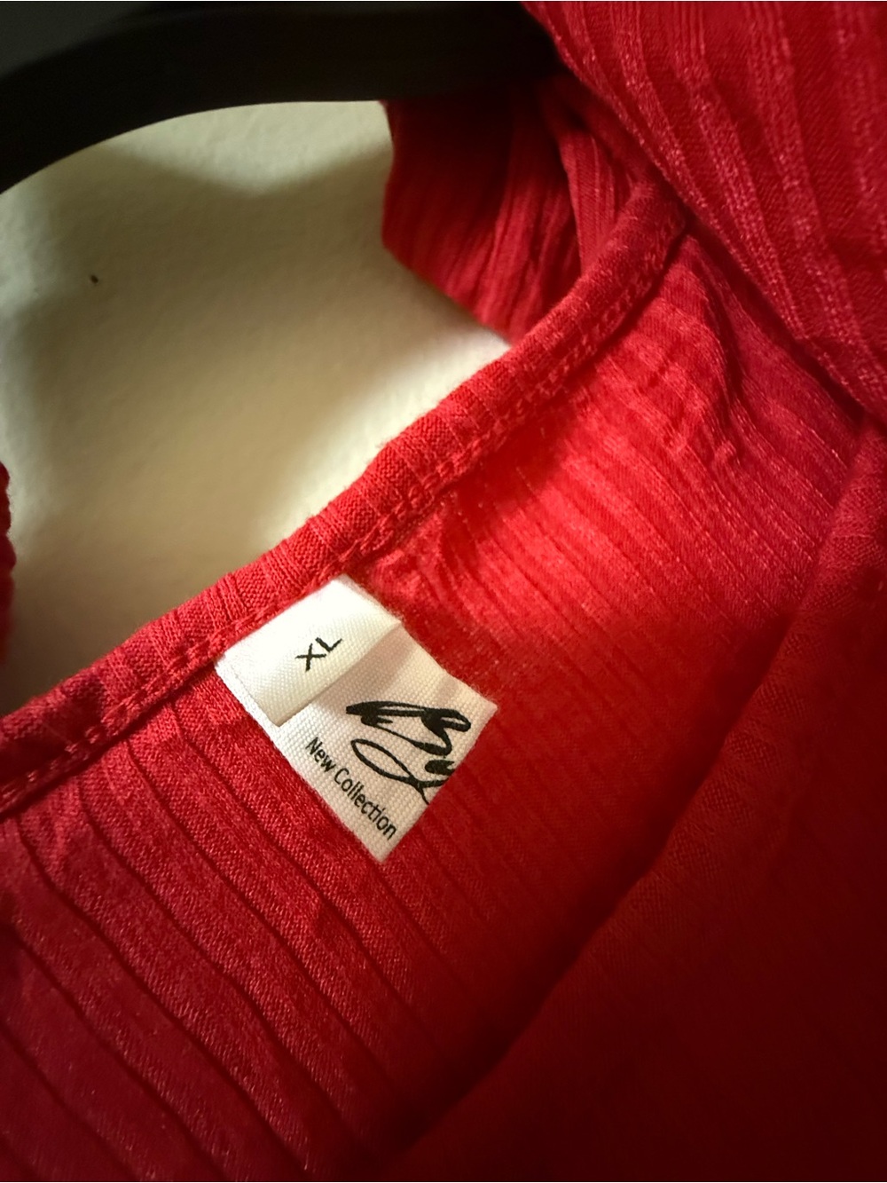 Ribbed Red Long-Sleeve Ruffle-Hem Tunic - Picture 9 of 9